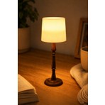Overmax Mini Masa Lambası 14 cm – LED Tealight Uyumlu Ahşap Görünümlü Gece Lambası | Sıcak Ortam Aydınlatması