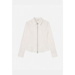 It's Basic Kadın Beyaz W6-2 Slim Fit Fermuar Detaylı Gömlek