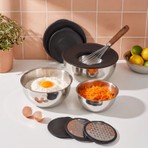 Acar Karat Çelik 9 Parça Rendeli Karıştırma Kabı - 16/20/24 cm