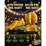 Flexis Altın Ayakkabı ve Ballon D'or Isime Özel Futbol Ödülü Maketi Seti Dünya Kupası Anahtarlık Hediyeli