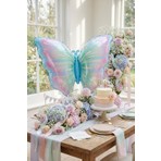 Partixa Pembe Mavi Kelebek Folyo Balon 82X52 cm Kelebek Temalı Doğum Günü Parti Süsü
