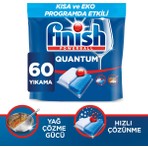 Finish Quantum 60 Kapsül Bulaşık Makinesi Deterjanı Tableti Hızlı Çözünme ve Yağ Çözme Gücü