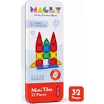 Magly Mini Tiles - Seyahat Boy Manyetik Yapı Blokları - Çocuklar Için Metal Kutulu 32 Parça Mini Manyetik Oyun Seti