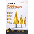 3 Parça Titanyum Kaplama Kademeli Matkap Ucu Metal Sac Delme