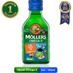 Möller's Omega 3 Tutti Frutti 150 ml; saf morina balığı yağı, IFOS Onaylı, DHA, EPA, A D E vitamini. Çocuklar ve yetişkinler için doğal omega-3 takviyesi.