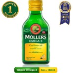 Möller's Omega 3 Limonlu 150 ml; saf morina balığı yağı,IFOS Onaylı, DHA, EPA, A D E vitamini. Çocuklar ve yetişkinler için doğal omega-3 takviyesi.