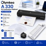 Olymkea A330S A3 Laminasyon Makinesi 4IN1SET Siyah ve Hediye 12 Adet Pvc Film