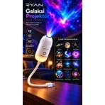 USB Galaksi Projektör LED Gece Lambası 360° Ayarlanabilir 12 Filmli 2’si 1 Arada Ambiyans Işığı