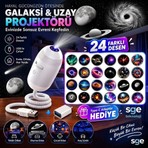 Mighty 24 Farklı Desenli USB LED Projektör Gece Lambası 360 Derece Ayarlanabilir Yıldız Galaksi