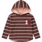 Cigit Çizgili Kapşonlu Mevsimlik T-Shirt 3-10 Yaş Mürdüm
