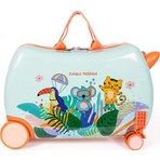 Milk&Moo Jungle Friends Binilebilir Çocuk Valizi, 360° Tekerlekli, Ayak Destekli