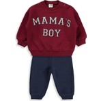 Civil Baby Mama's Boy Baskılı 6-18 Ay Takım - Koyu Bordo-Koyu Indigo