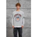 Nomarc Erkek Sweatshirt Starflash Dikiş Gri Oversize Baskılı