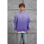 Nomarc Erkek Sweatshirt Kolu Alev Mor Oversize Baskılı
