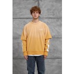 Nomarc Erkek Sweatshirt Kolu Alev Turuncu Oversize Baskılı