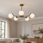 Apliqa Sara 5Li Eskitme Boyalı Beyaz Camlı Avize 80 cm Modern Genç Odası İçin Şık Tasarım