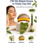 Mucit Home 3 Lü Lenf Drenaj Kuru Fırça ve Yeşim Taşı Roller 3 Lü Set Yüz, Boyun, Göz ve Vücut Masaj Aleti