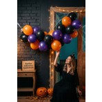 Partixa Halloween Mini Zincirli Balon Seti - 15 Adet Lateks + 5 Metre Balon Zinciri (Siyah, Turuncu, Mor)