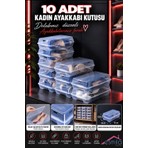 Esmila Home 10 Adet Kadın Ayakkabı Kutusu Şeffaf Ayakkabı Düzenleyici Organizer