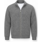Valiberta Woody Relaxed Fit Selanik Örme Fermuarlı Erkek Hırka - Füme