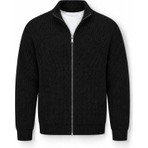 Valiberta Woody Relaxed Fit Selanik Örme Fermuarlı Erkek Hırka - Siyah