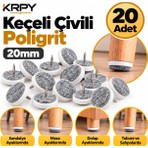 Krpy 20 Adet Keçeli Çivili Poligrit 20MM Mobilya Ayak Altı Koruyucu Keçe Pabuç – Çivili Mobilya Keçesi, Sandalye Masa Dolap Ayak Koruyucu