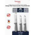 Solingen Gri 3'lü Keskin Mutfak Bıçağı Seti - Paslanmaz Alman Çeliği