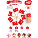 Clovers Türk Bayrağı Kürdan 100 Adet – 7 cm Bambu Bayraklı Kürdan, Pasta, Cupcake, Meze ve Davet Süsleme