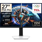 TCL 27P3A Pro Gaming Monitörü 27" 1ms 320Hz Qhd 2k Qd-Mini LED Fps Oyuncu Monitörü (Hdmı+Dp, 1196 Bölge Lokal Karartma, Xdr 1200 Nits, Freesync Premium Pro & G-Sync Compatible) (TCL Türkiye Garantili)