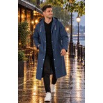 Unisex Eva Kumaş Lacivert Su Rüzgar Geçirmez Yağmurluk