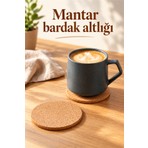 Mucit Home  Doğal Mantar Bardak Altlığı Seti 6 Adet Yuvarlak Isıya Dayanıklı Kahve Çay Sunum Nihalesi