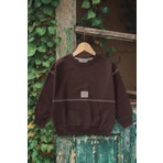 Cigit Karyoka Detaylı Oversize Sweatshirt 2-8 Yaş Kahverengi