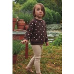 Cigit Kadife Taytlı Sweatshirt Takım 2-10 Yaş Puantiye Desenli