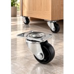 FREKANS Burak Teker 0302 SPS Tablalı Döner Mobilya Tekerleği 30 mm Siyah PVC Kaplı (4 Adet)