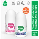 Siveno %100 Doğal Roll On Kadın & Erkek Deodorant Ter Kokusu Önleyici Bitkisel Lekesiz Vegan 50 ml Set