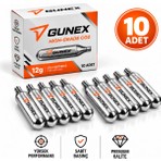 Gunex 12 gr Co2 Tüp Gümüş Renk 10 Adet Hızlı Çıkışlı Airsoft Aksesuarı