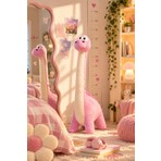 Pufu Toys Viral | Pembe Dinozor Peluş Yastık Oyuncak (1 METRE)
