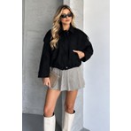 Prifaldi Zr Oversize Siyah Kadın Süet Bomber Ceket