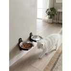 Gisk Design Duvara Monte Ikili Kedi Mama ve Su Kabı (2 Adet 12 cm Çelik Kaseli)