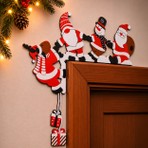 Decorius Yılbaşı Temalı Kapı Süsü - Yılbaşı Kapı Köşe Süsü | Noel Baba, Kardan Adam ve Geyikli Dekoratif Kapı Üstü Süsü | Yeni Yıl, Noel ve Ev Dekorasyonu İçin Şık Hediyelik Aksesuar