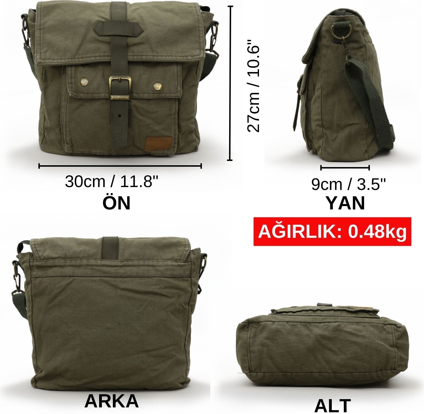 Old Cotton Cargo 7170 Haki Renkli Postacı Omuz Çantası Günlük Kullanım İçin Ergonomik Tasarım görsel 8