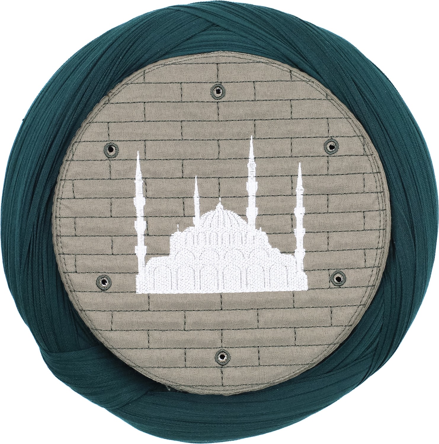 Sarıkhane Cami Sarığı, Yeşil Kumaş, Yeşil Takke, Çapraz Sarım, Cami Nakışlı, 7 Metre görsel 3