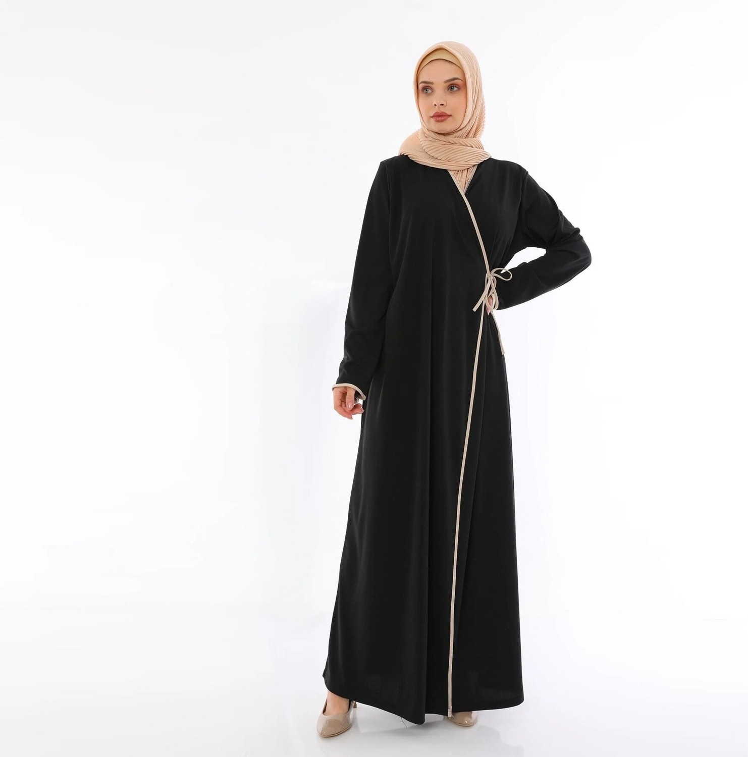 Elanesa Yandan Bağlamalı Namaz Elbisesi görsel 6