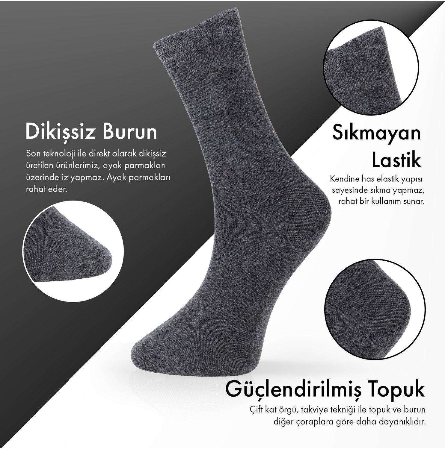 Lion Monroe Saf Bambu 4 Mevsim Erkek Soket Uzun Düz Siyah Çorap Dikişsiz Premium Hediye Kutulu 6'lı Prime Bamboo Serisi L5952AZNB görsel 3