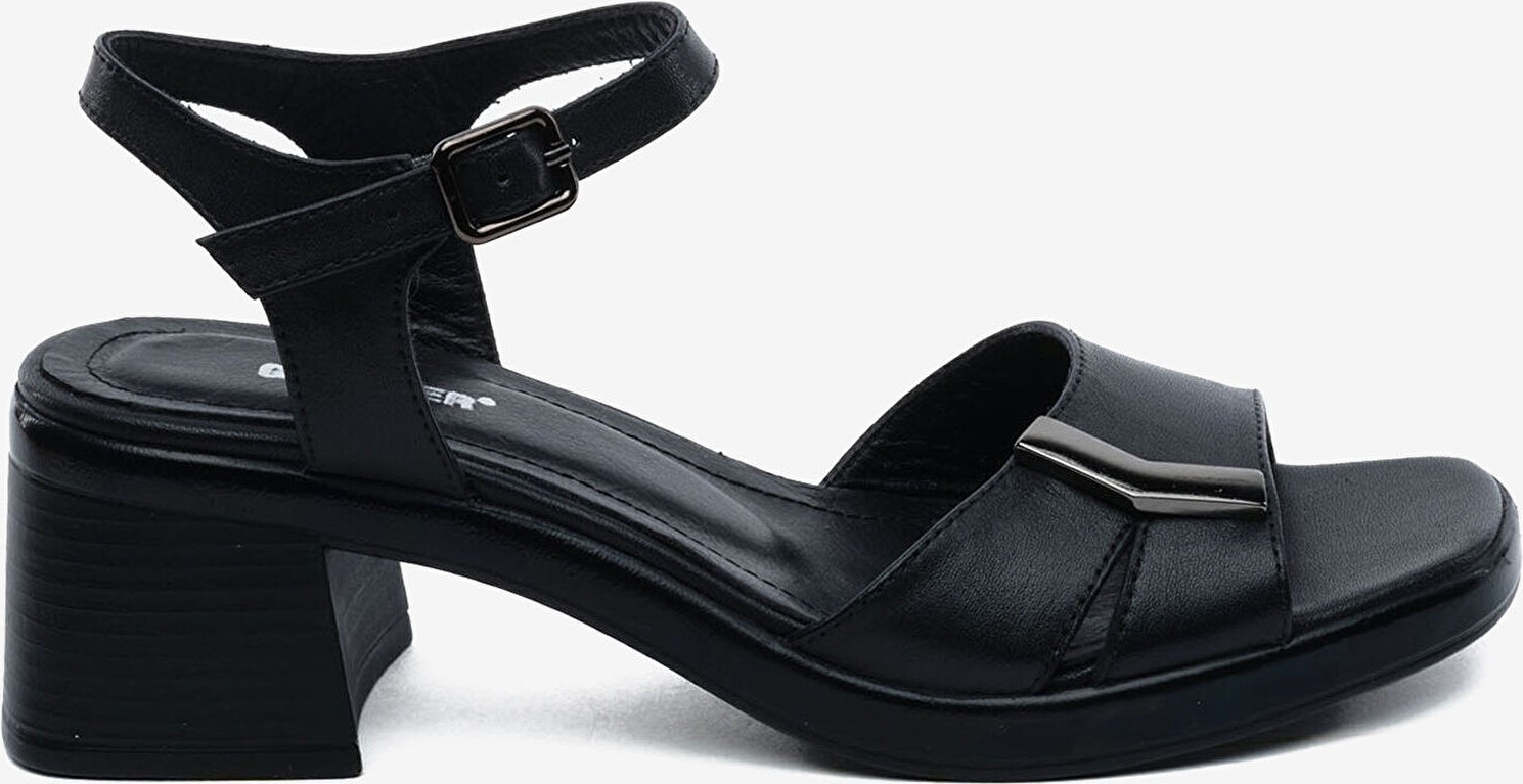 Greyder Kadın Siyah Hakiki Deri Topuklu Sandalet 5Y2WS59244 görsel 6