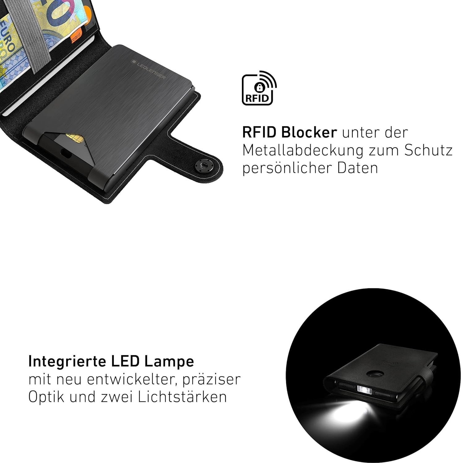 Happy Trend Ledlenser Lite Wallet Plus, Caramel, Powerbankli ve Fenerli Cüzdan görsel 3