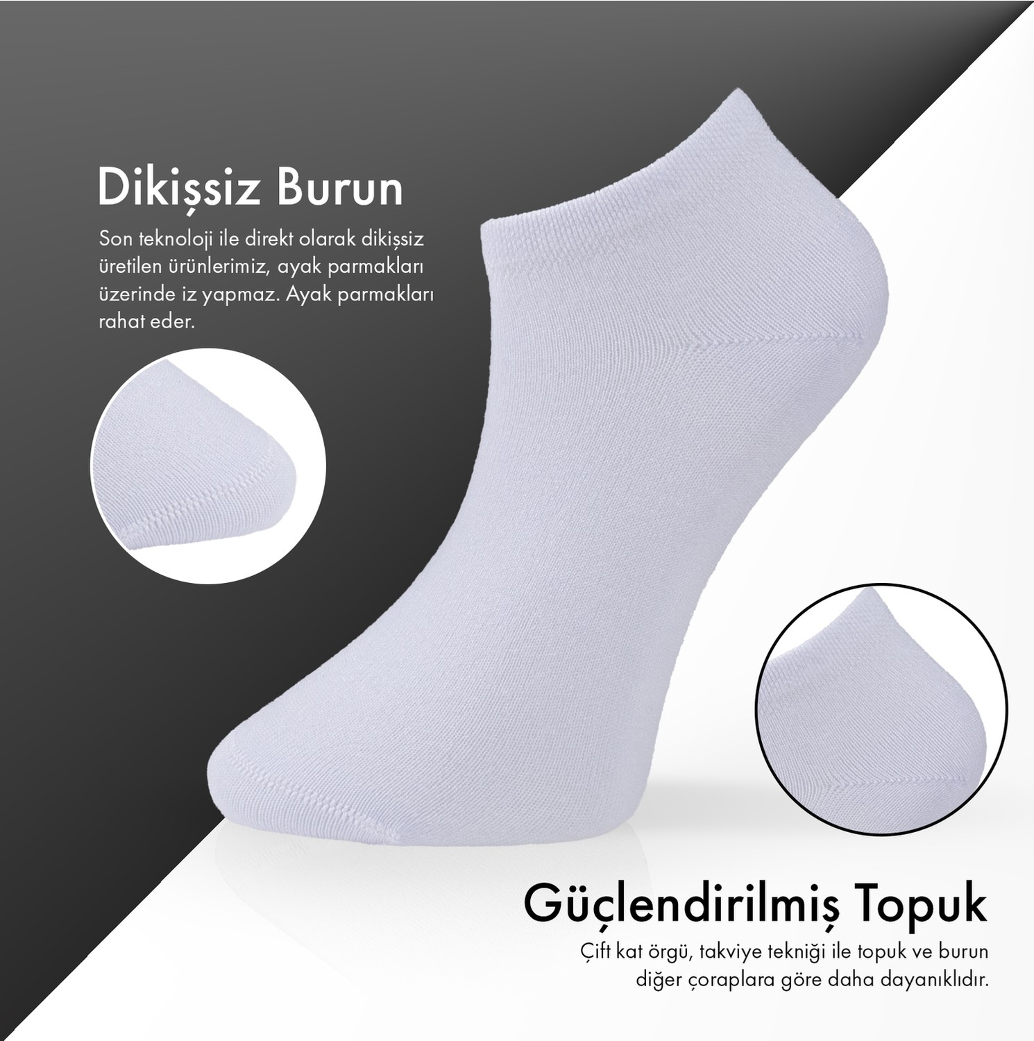 Lion Monroe Saf Bambu Erkek Patik Düz Siyah-Antrasit Çorap Dikişsiz Premium Hediye Kutulu 6'lı PRİME BAMBOO Serisi L5952AZNB görsel 7