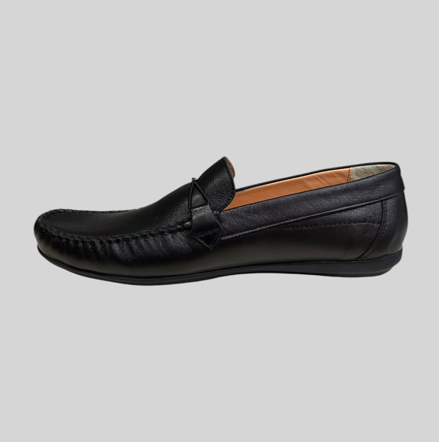 Beren Footwear 220 Erkek Hakiki Deri Lastik Aksesuarlı Loafer Ayakkabı Siyah görsel 2