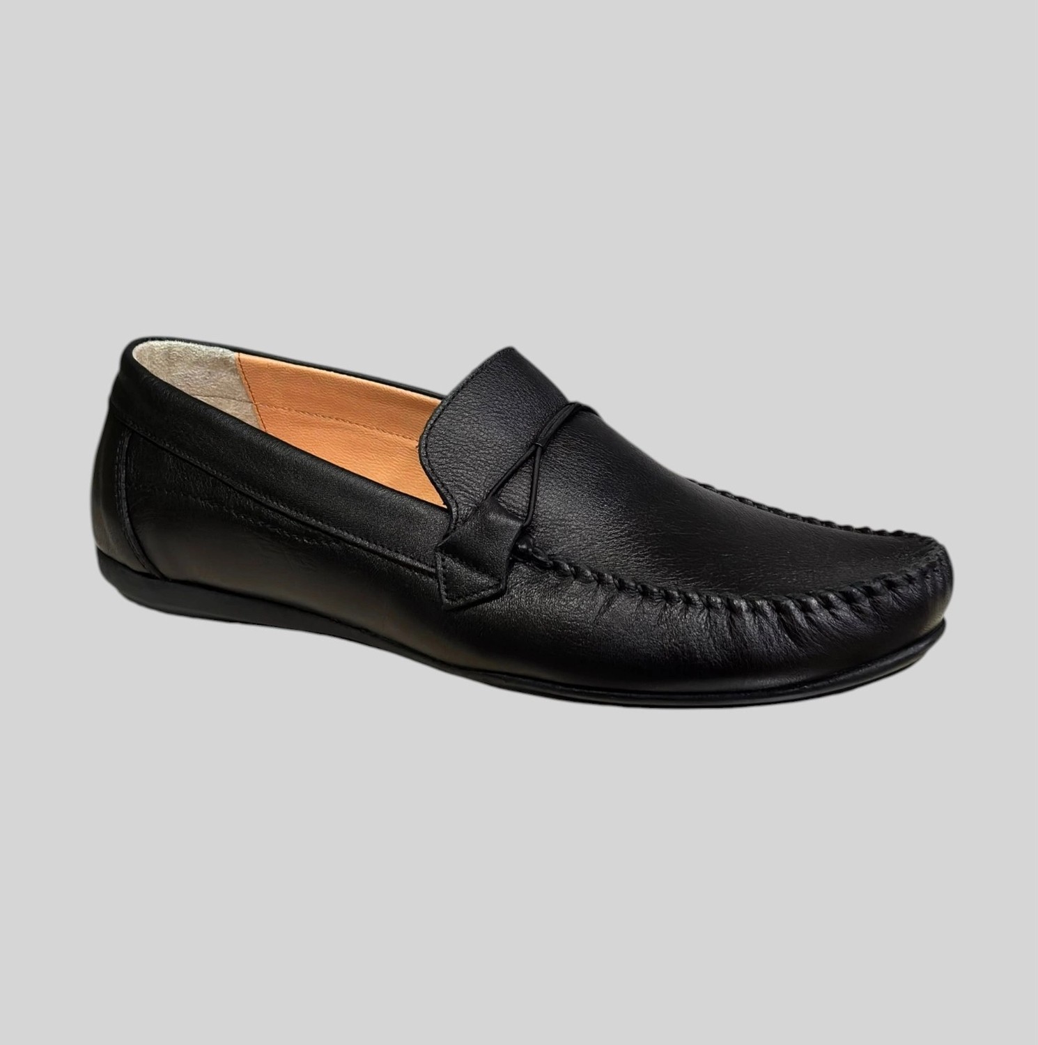 Beren Footwear 220 Erkek Hakiki Deri Lastik Aksesuarlı Loafer Ayakkabı Siyah görsel 3