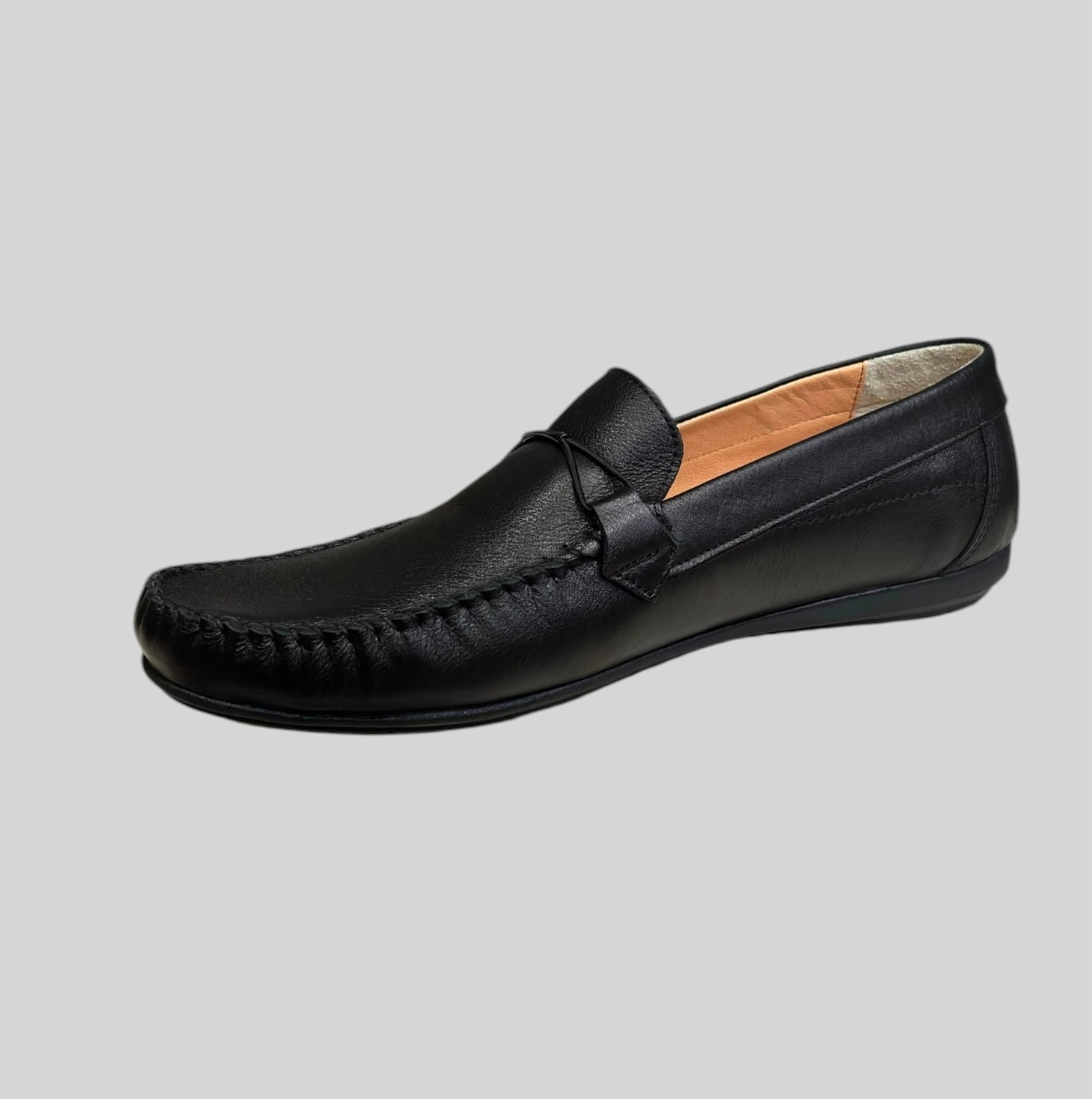 Beren Footwear 220 Erkek Hakiki Deri Lastik Aksesuarlı Loafer Ayakkabı Siyah görsel 4